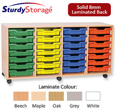 Sturdy Storage Quad Column Unit - 28 Shallow Trays