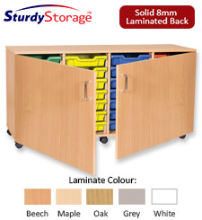 Sturdy Storage Quad Column Unit - 28 Shallow Trays with Doors