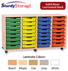 Sturdy Storage Quad Column Unit - 32 Shallow Trays