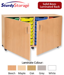 Sturdy Storage Quad Column Unit - 32 Shallow Trays with Doors