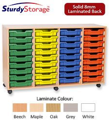 Sturdy Storage Quad Column Unit - 36 Shallow Trays