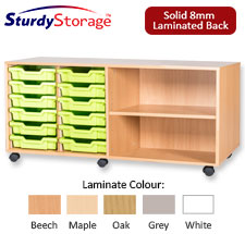 Sturdy Storage Quad Column Unit - 12 Trays & 2 Storage Compartments