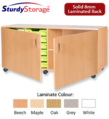 Sturdy Storage Quad Column Unit - 12 Trays & 2 Storage Compartments with Doors