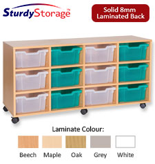 Sturdy Storage - Ready Assembled Cubbyhole Storage with 12 deep Trays (Mobile)