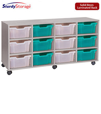 Sturdy Storage - Ready Assembled Grey Cubbyhole Storage With 12 Deep Trays - Horizontal