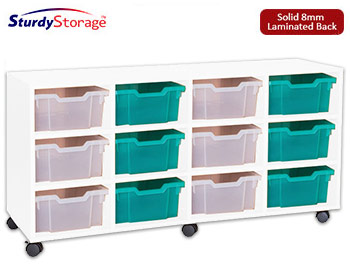 Sturdy Storage - Ready Assembled White Cubbyhole Storage With 12 Deep Trays - Horizontal