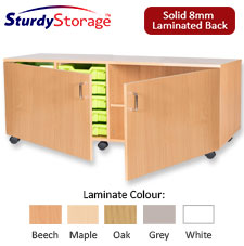 Sturdy Storage Quad Column Unit - 10 Trays & 2 Storage Compartments with Doors