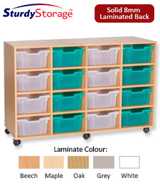 Sturdy Storage - Ready Assembled Cubbyhole Storage with 16 deep Trays (Mobile)