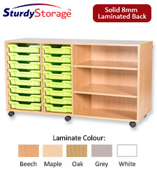 Sturdy Storage Quad Column Unit - 16 Trays & 3 Storage Compartments