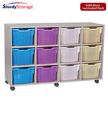 Sturdy Storage - Ready Assembled Grey Cubbyhole Storage With 12 Extra Deep Trays