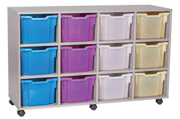 Sturdy Storage - Ready Assembled Grey Cubbyhole Storage With 12 Extra Deep Trays