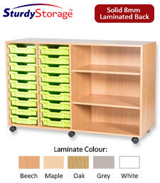 Sturdy Storage Quad Column Unit - 18 Trays & 3 Storage Compartments