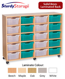 Sturdy Storage - Ready Assembled Cubbyhole Storage with 20 deep Trays (Mobile)