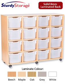 Sturdy Storage Cubbyhole Storage with Extra-Deep Trays - 16 Tray Quad Unit