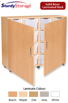 Sturdy Storage Quad Column Cubbyhole Storage - 16 Extra-Deep Trays with Doors