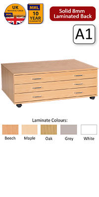 Ready Assembled 3 Drawer A1 Plan Chest