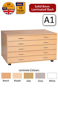 Ready Assembled 5 Drawer A1 Plan Chest