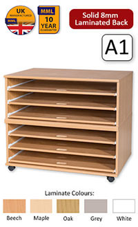 Ready Assembled 6 Sliding Shelves A1 Paper Storage  