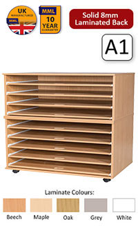 Ready Assembled 9 Sliding Shelves A1 Paper Storage