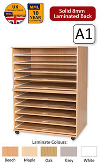 Ready Assembled 10 Sliding Shelves A1 Paper Storage 
