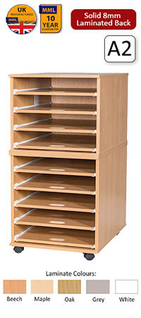 Ready Assembled 9 Sliding Shelves A2 Paper Storage