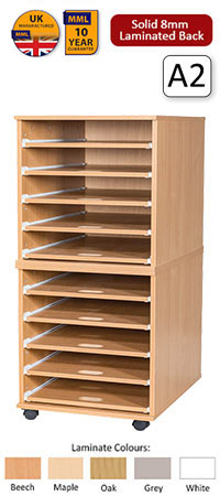 Ready Assembled 10 Sliding Shelves A2 Paper Storage
