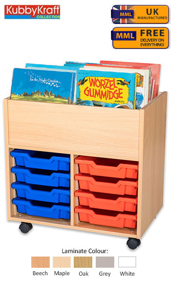 8 Tray Mobile Book Trolley