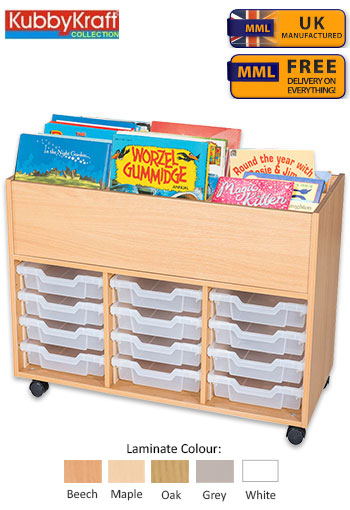 12 Tray Mobile Book Trolley
