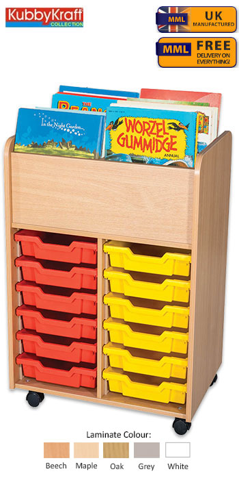 12 Tray Tall Mobile Book Trolley