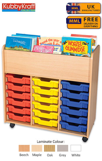 18 Tray Tall Mobile Book Trolley