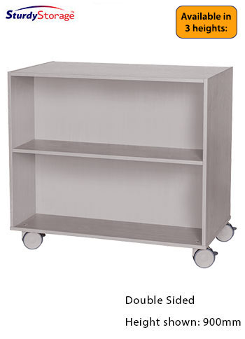 Sturdy Storage - Grey 1000mm Wide Mobile Double Sided Bookcase