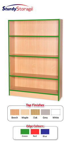 Sturdy Storage Bookcase with Coloured Edge - 1500mm High