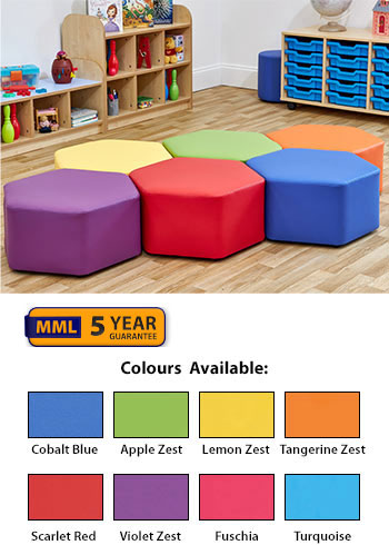 Acorn Primary Large Hexagon Foam Seats - (Set of Six)