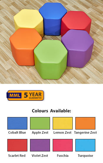 Acorn Primary Mini Hexagon Foam Seats - (Set of Six)