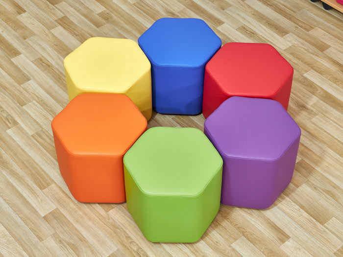 Acorn Primary Mini Hexagon Foam Seats - (Set of Six)