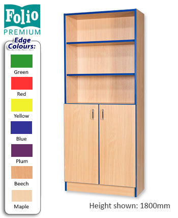 Folio Premium Library Bookcase Cupboard with Flat Top - 5 Heights