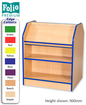 Folio Premium Double Sided Library Bookcase with Angled Top Shelf - 5 Heights