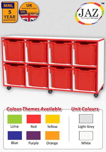 Jaz Storage Range - Quad Width Jumbo Tray Units