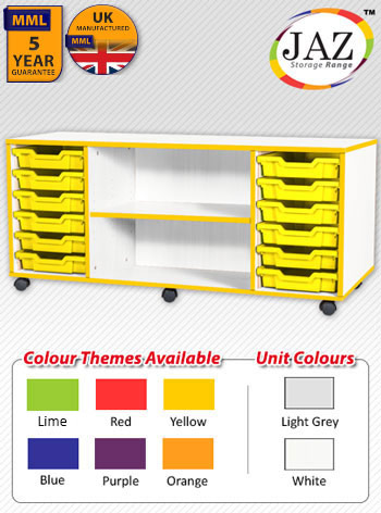 Jaz Storage Range - Quad Width Tray with Middle Open Storage