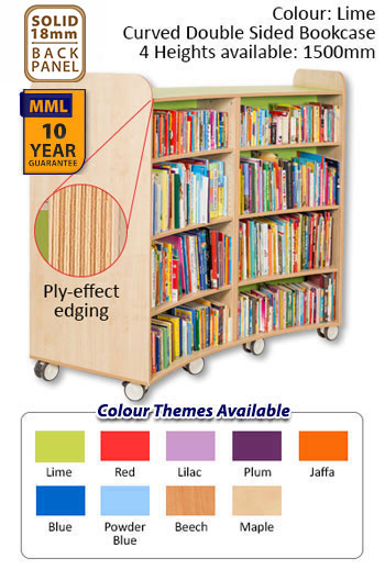 KubbyClass Curved Double Sided Library Bookcase - 4 Heights Available