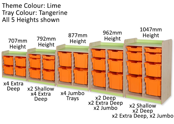 KubbyClass® Double Bay Combination Tray Units - 5 Heights