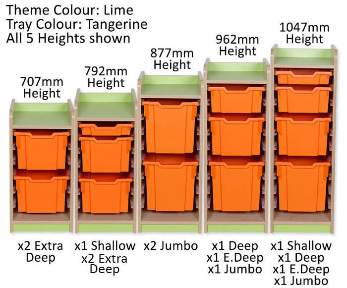 KubbyClass Single Bay Combination Tray Units - 5 Heights