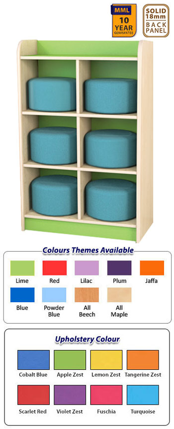 KubbyClass Twin Storage Cubes - 6 Space with 6 Pod Seats Unit