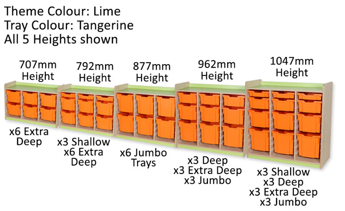 KubbyClass Triple Bay Combination Tray Units - 5 Heights