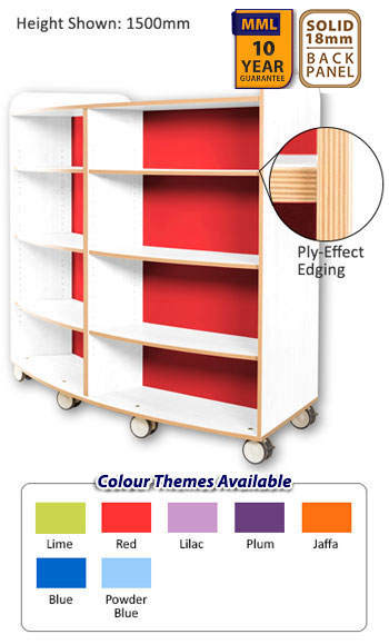 KubbyClass® Curved Double Sided Library Bookcase - Polar (4 Heights Available)