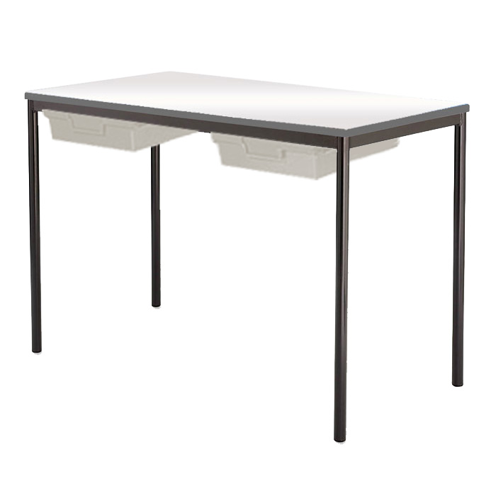 Whiteboard Spiral Stacking Rectangular Table - Duraform Spray Polyurethane Edge - With 2 Shallow Trays and Tray Runners