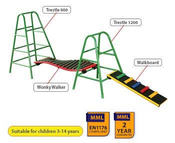 Set 2 - Four Piece Freestanding Outdoor Play Gym