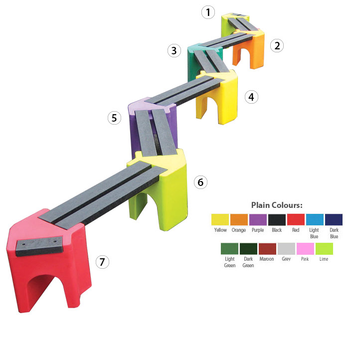 Multicoloured Zigzag Bench - 12 Person Unit