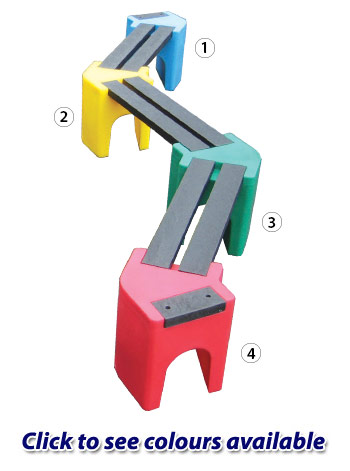 Multicoloured Zigzag Bench - 6 Person Unit