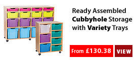 Ready Assembled Cubbyhole Storage with Variety Trays